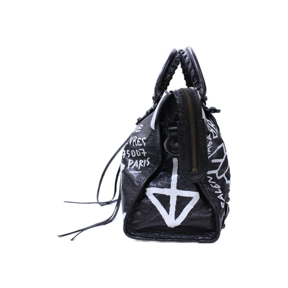 BALENCIAGA Graffiti Classic City leather handbag shoulder bag black strap mirror - Picture 3 of 7